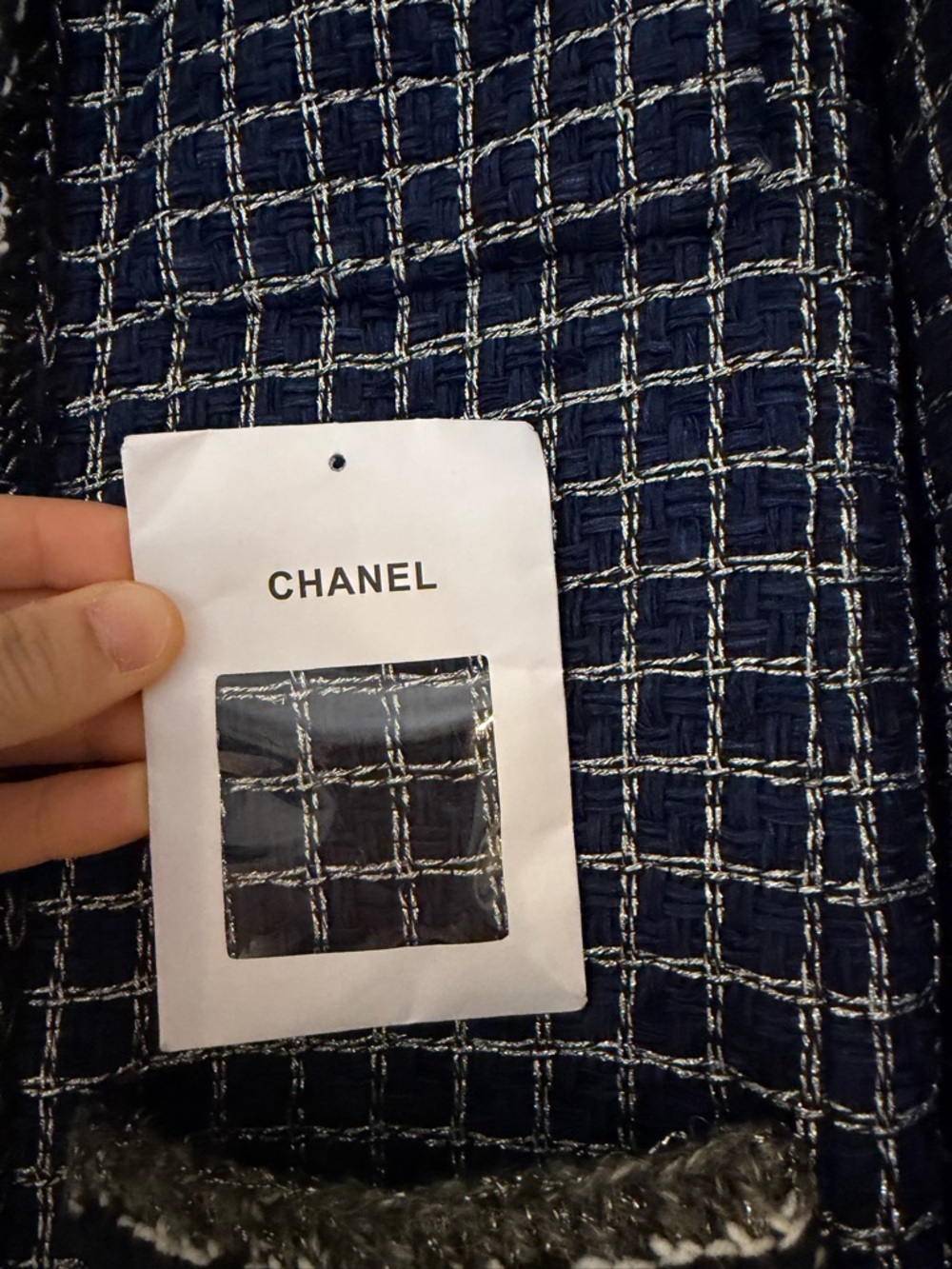 CHANEL Metallic Fantasy Tweed Coat – Navy Blue/Silver (Size 36) - Picture 2 of 15